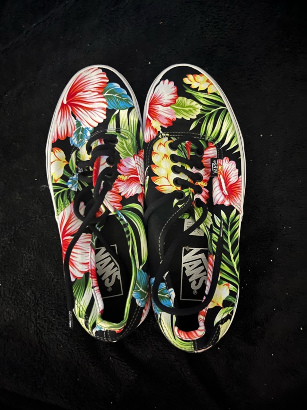 Vans Black Canvas Tropical Floral Lace-Up Sneakers
